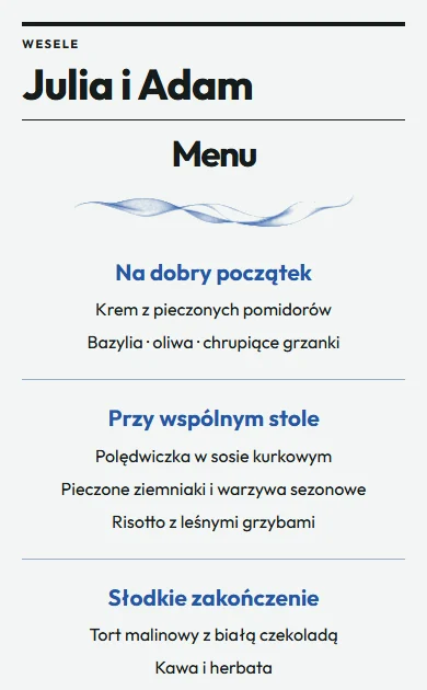 Karta dań w motywie Nowoczesny